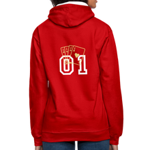 Cargar imagen en el visor de la galería, Contrast Colour Hoodie - red/white