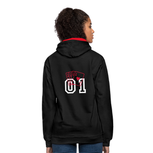 Contrast Colour Hoodie - black/red