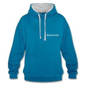 Contrast Colour Hoodie - peacock blue/heather grey